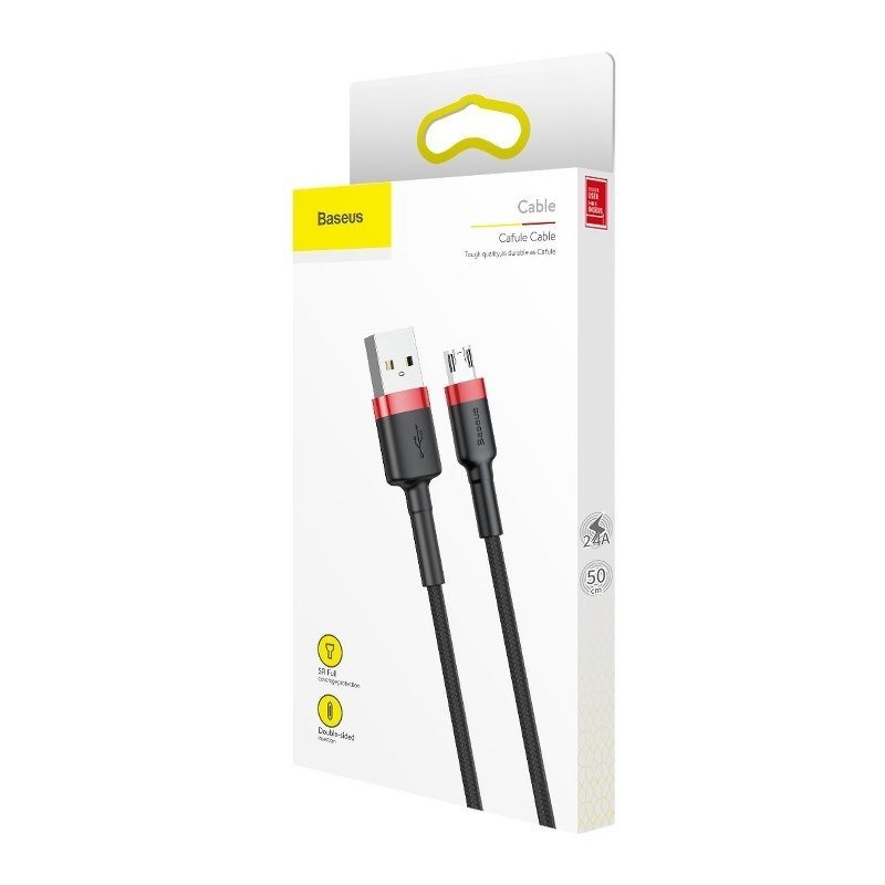 Baseus Cafule Micro USB kabelis 2,4A 1 m (raudonas + juodas) - Image 6