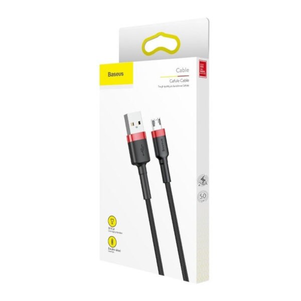 Baseus Cafule Micro USB kabelis 1,5A 2 m (raudonas + juodas) - Image 6
