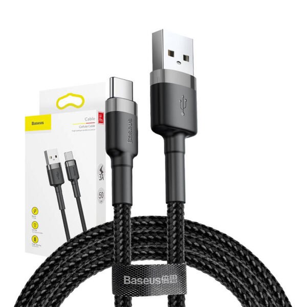 Baseus Cafule USB-C kabelis 3A 0,5 m (pilkas+juodas) - Image 7