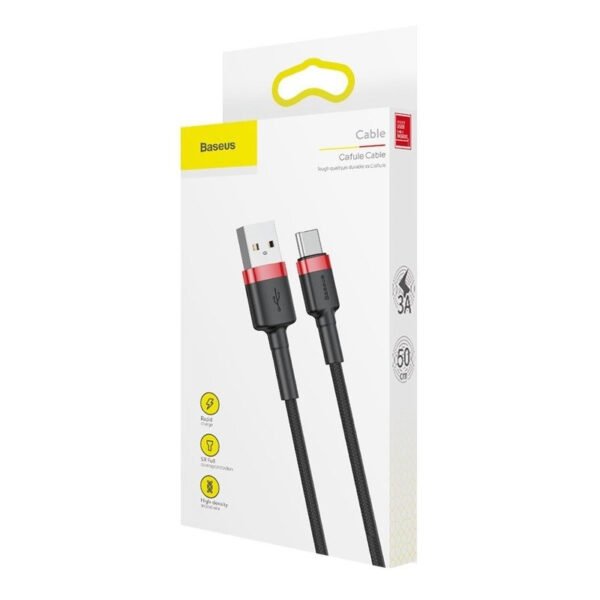 Baseus Cafule kabelis USB-C 3A 1 m (raudonas+juodas) - Image 6
