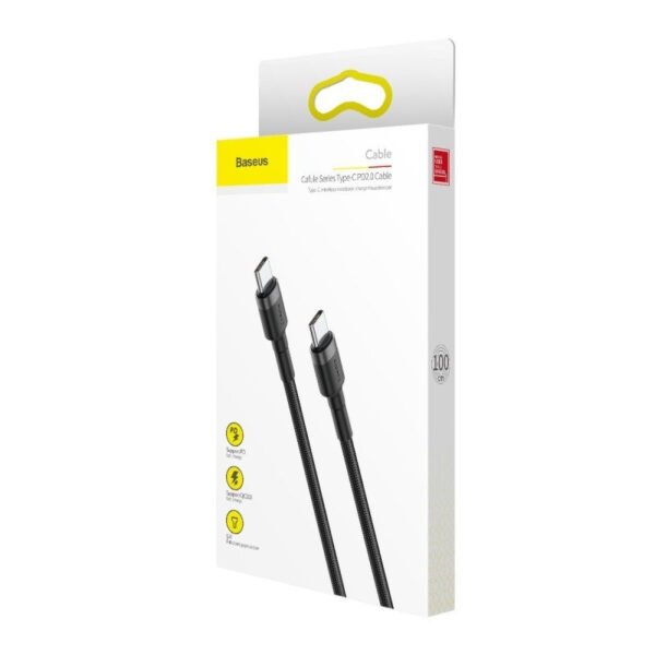 Baseus Cafule kabelis USB-C PD 2.0 QC 3.0 60W 1m (juodas+pilkas) - Image 6