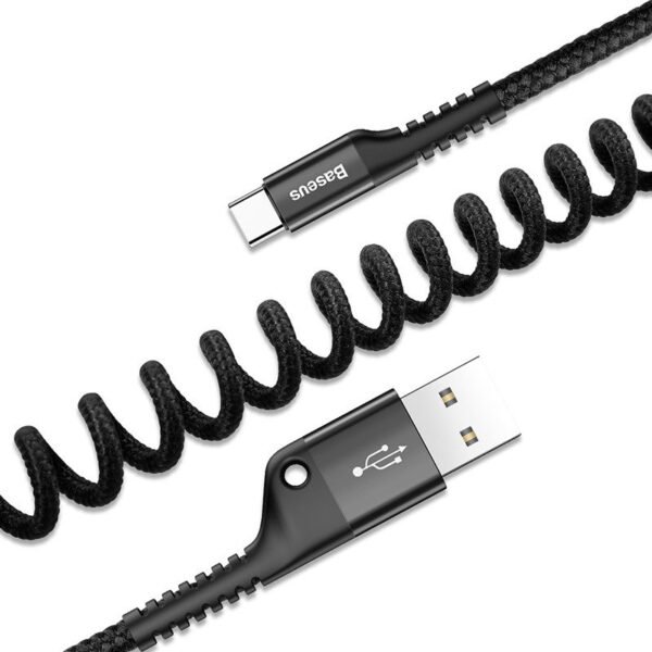 Baseus spyruoklinis USB-C kabelis 1 m 2A (juodas) - Image 5