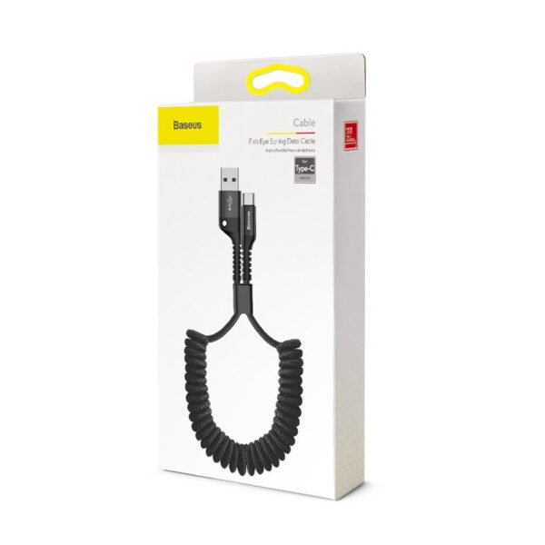 Baseus spyruoklinis USB-C kabelis 1 m 2A (juodas) - Image 7