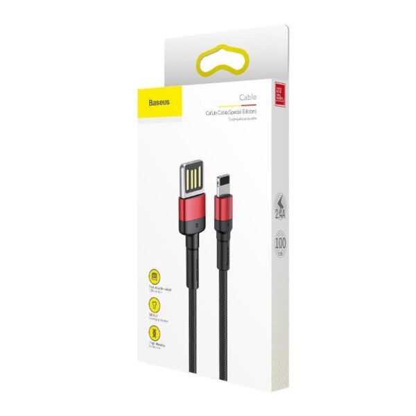 Baseus Cafule dvipusis USB Lightning kabelis 2,4A 1 m (juodas+raudonas) - Image 5