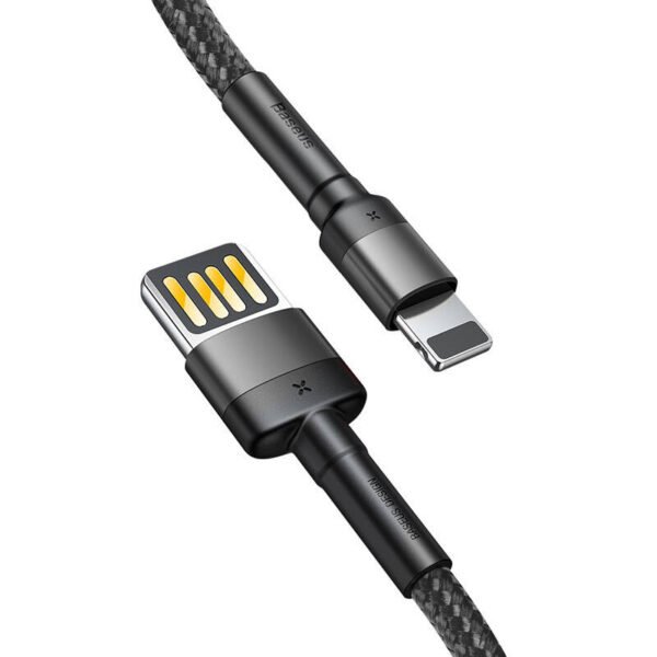 Lightning USB kabelis (dvipusis) Baseus Cafule 2,4A 1m (pilkai juodas) Baseus Cafule 2,4A 1m (pilkai juodas) - Image 2