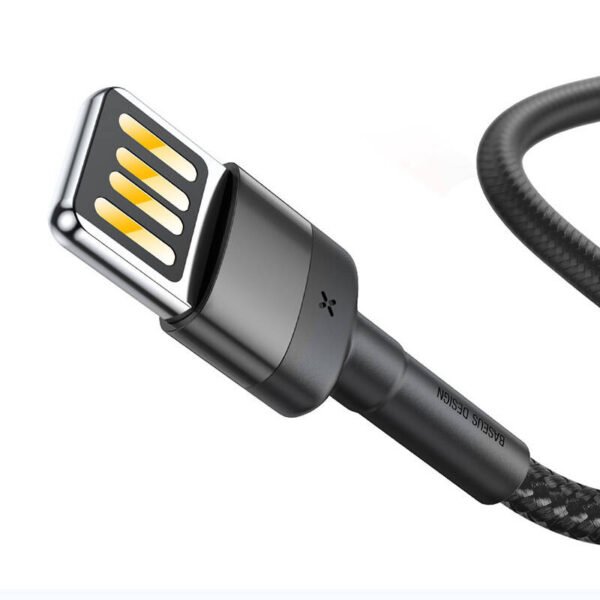 Lightning USB kabelis (dvipusis) Baseus Cafule 2,4A 1m (pilkai juodas) Baseus Cafule 2,4A 1m (pilkai juodas) - Image 3