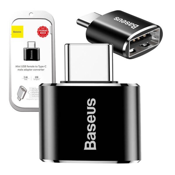 Baseus USB į USB Type-C adapteris 2.4A (juodas) - Image 8
