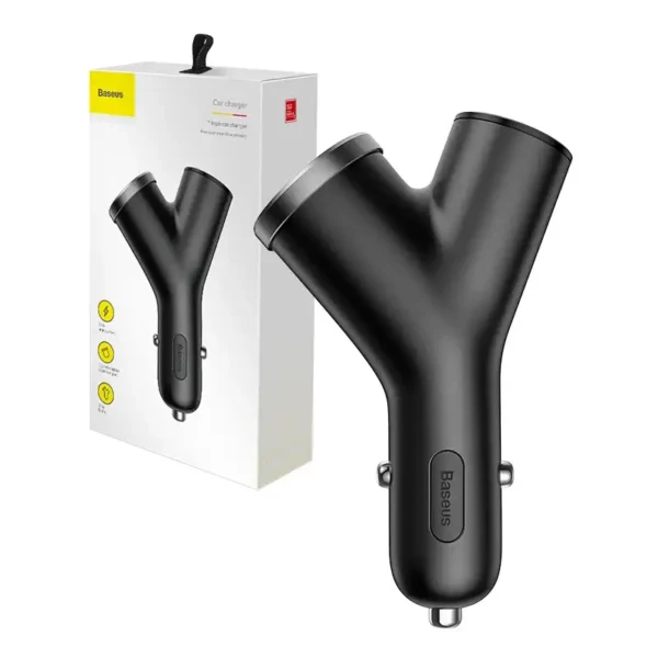 Automobilinis įkroviklis Baseus Y tipo 2xUSB 3,4A 40W (juodas) - Image 4