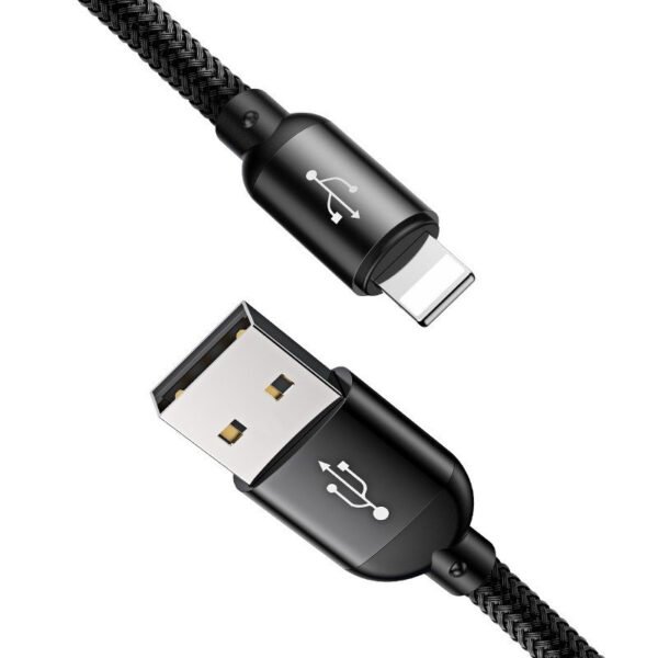 Baseus greitasis USB kabelis 3in1 C tipo / Lightning / Micro 3A 1,2 m - juodas - Image 5