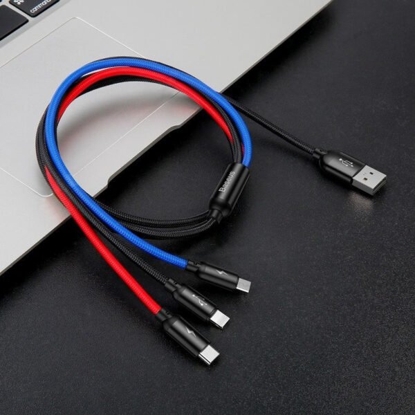 Baseus greitasis USB kabelis 3in1 C tipo / Lightning / Micro 3A 1,2 m - juodas - Image 10