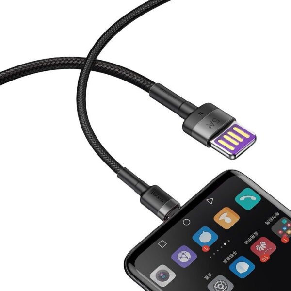 Baseus Cafule USB-C kabelis Huawei SuperCharge, QC 3.0, 5A 1 m (juodas+pilkas) - Image 5