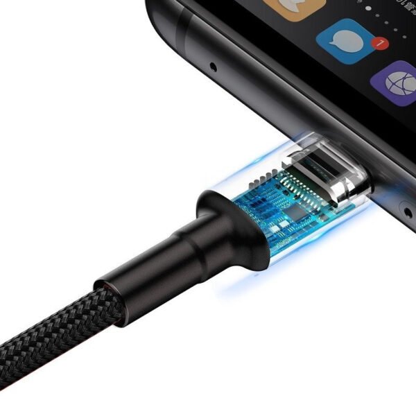 Baseus Cafule USB-C kabelis Huawei SuperCharge, QC 3.0, 5A 1 m (juodas+pilkas) - Image 6