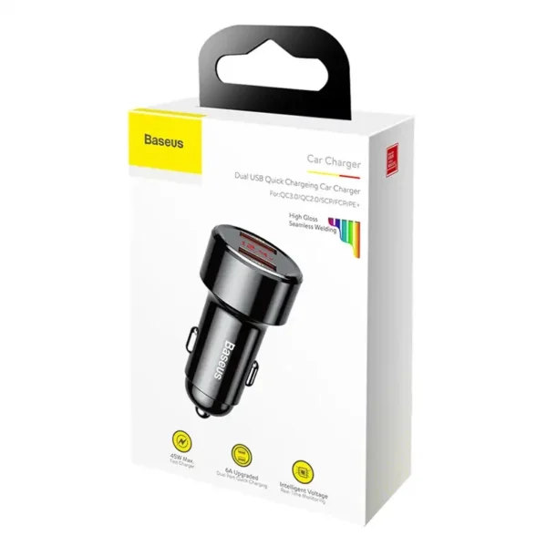 Automobilinis įkroviklis Baseus Magic 2x USB QC 3.0 45W (juodas) - Image 6