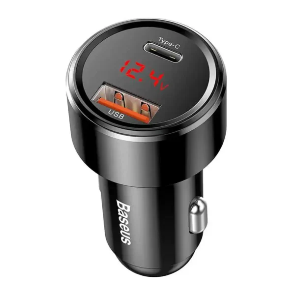 Automobilinis įkroviklis Baseus Magic USB + USB-C QC 4.0 PD 45W (juodas) - Image 3