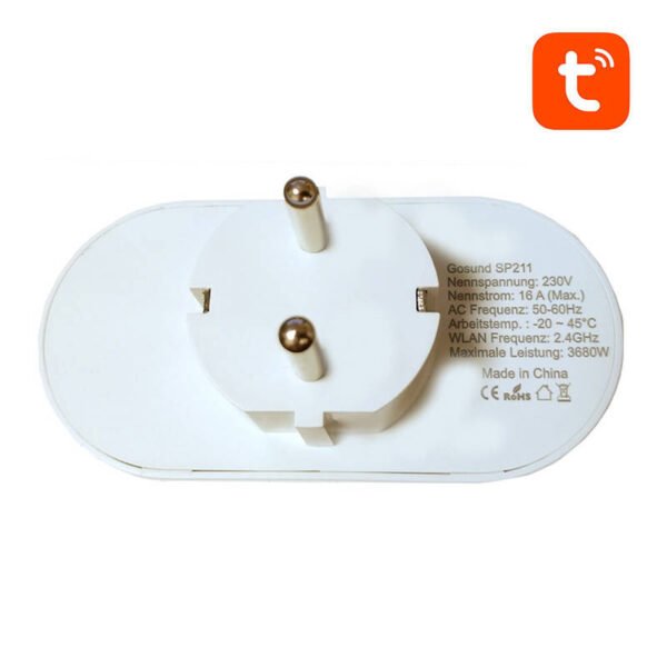 Dvigubas išmanusis kištukas WiFi Gosund SP211 3500W, Tuya - Image 3