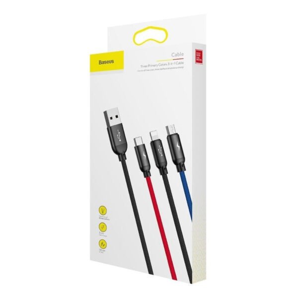 Baseus 3v1 kabelis USB-C / Lightning / Micro 3,5A 0,3 m (juodas) - Image 11