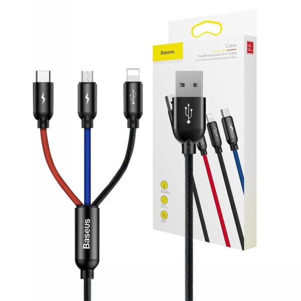 Baseus 3v1 kabelis USB-C / Lightning / Micro 3,5A 0,3 m (juodas) - Image 13