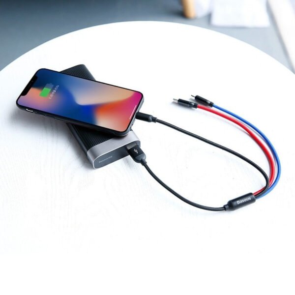 Baseus 3v1 kabelis USB-C / Lightning / Micro 3,5A 0,3 m (juodas) - Image 5