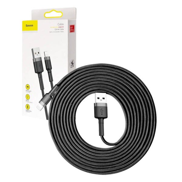 Baseus Cafule USB Lightning kabelis 2A 3 m (juodas+pilkas) - Image 10