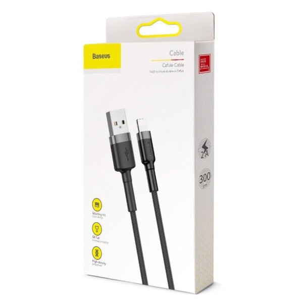 Baseus Cafule USB Lightning kabelis 2A 3 m (juodas+pilkas) - Image 8