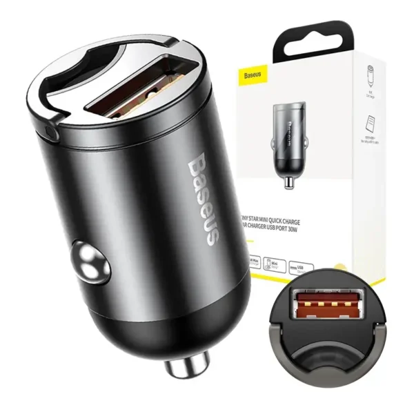 Baseus Tiny Star Mini greitojo įkrovimo automobilinis įkroviklis USB prievadas 30W pilkas - Image 10