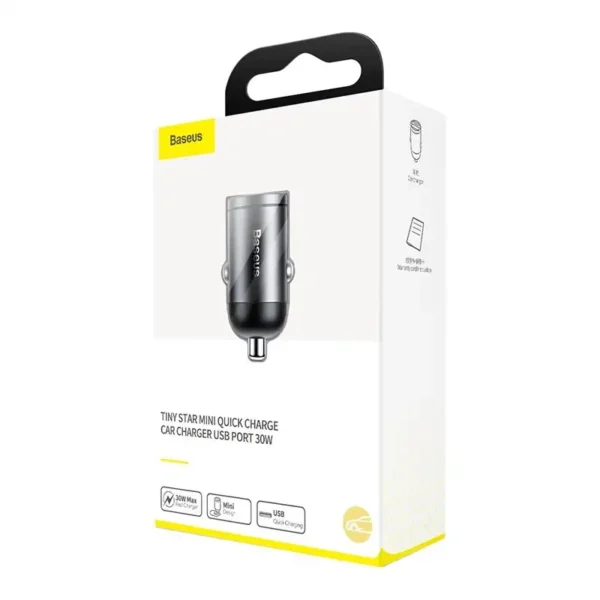 Baseus Tiny Star Mini greitojo įkrovimo automobilinis įkroviklis USB prievadas 30W pilkas - Image 8
