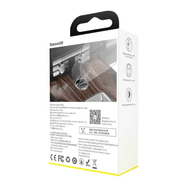 Baseus Tiny Star Mini greitojo įkrovimo automobilinis įkroviklis USB prievadas 30W pilkas - Image 9