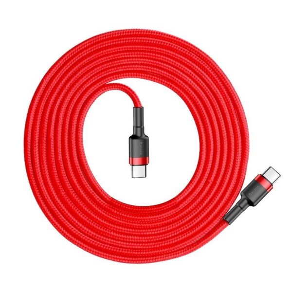 Baseus Cafule PD2.0 60W blykstės įkrovimo USB C tipo kabeliui (20V 3A) 2m Raudona - Image 2