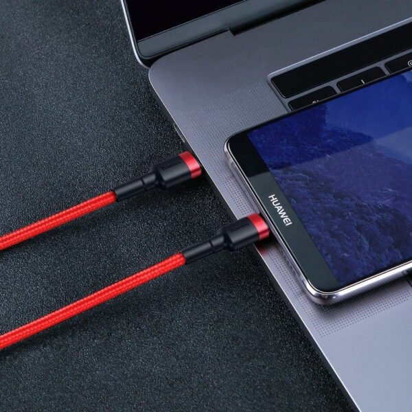 Baseus Cafule PD2.0 60W blykstės įkrovimo USB C tipo kabeliui (20V 3A) 2m Raudona - Image 5