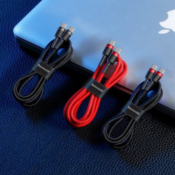 Baseus Cafule PD2.0 60W blykstės įkrovimo USB C tipo kabeliui (20V 3A) 2m Raudona - Image 6
