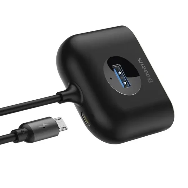 Baseus Square Round USB Adapteris, HUB USB 3.0 į 1x USB 3.0 + 3x USB 2.0, 1m (juodas) - Image 5