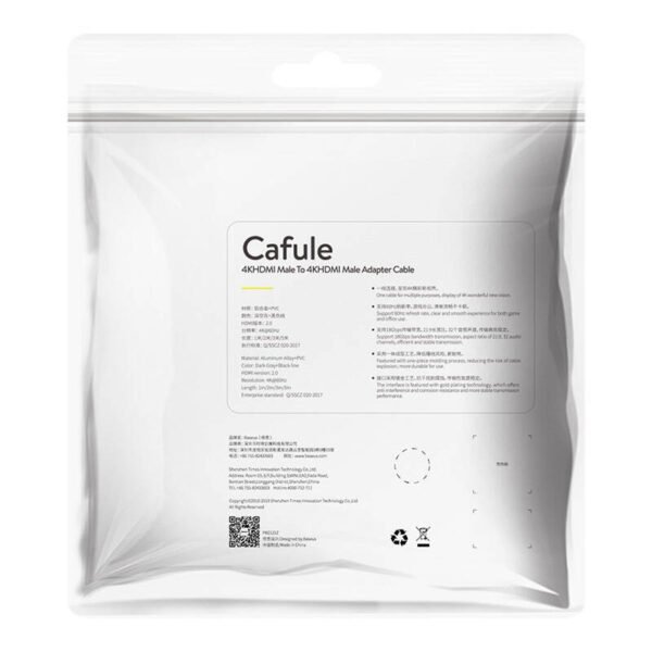 Baseus Cafule 4K HDMI male į 4K HDMI male adapterio kabelis 2m juodas - Image 8