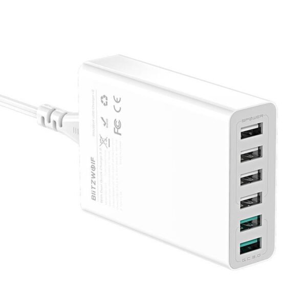 Įkroviklis 6x USB Blitzwolf BW-S15, QC 3.0, 60 W (baltas) - Image 4