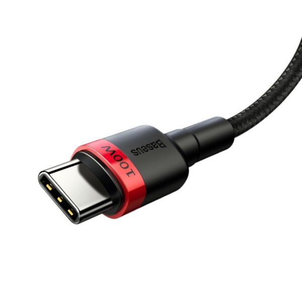 Baseus Cafule PD2.0 100 W blykstės įkrovimo USB C tipo laidas (20 V 5 A)2 m raudonas+juodas - Image 3