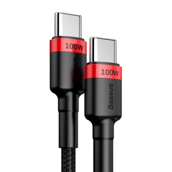 Baseus Cafule PD2.0 100 W blykstės įkrovimo USB C tipo laidas (20 V 5 A)2 m raudonas+juodas - Image 4