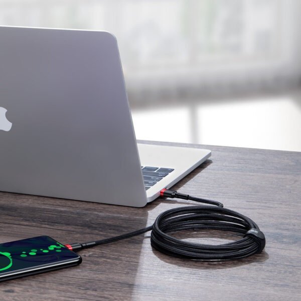 Baseus Cafule PD2.0 100 W blykstės įkrovimo USB C tipo laidas (20 V 5 A)2 m raudonas+juodas - Image 6