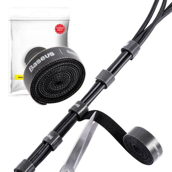 Baseus spalvingi apskritimo formos Velcro dirželiai 1 m juodi - Image 5
