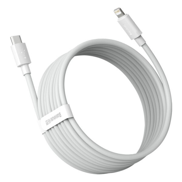 Baseus Simple Wisdom duomenų kabelio rinkinys USB-C to Lightning PD 20W (2PCS/Set) 1,5 m baltas - Image 3