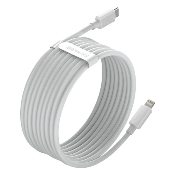 Baseus Simple Wisdom duomenų kabelio rinkinys USB-C to Lightning PD 20W (2PCS/Set) 1,5 m baltas - Image 5
