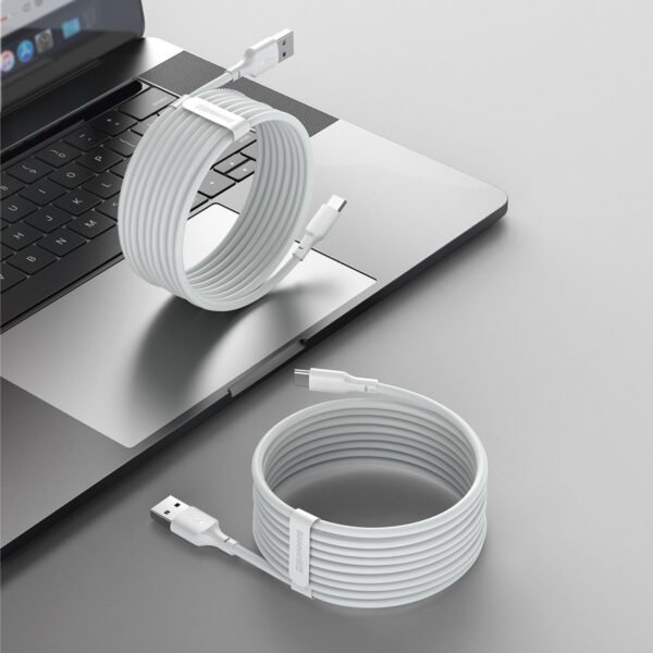 Baseus Simple Wisdom duomenų kabelio rinkinys USB-C tipo 5A (2 vnt./komplektas）1,5 m baltas Baltas - Image 7