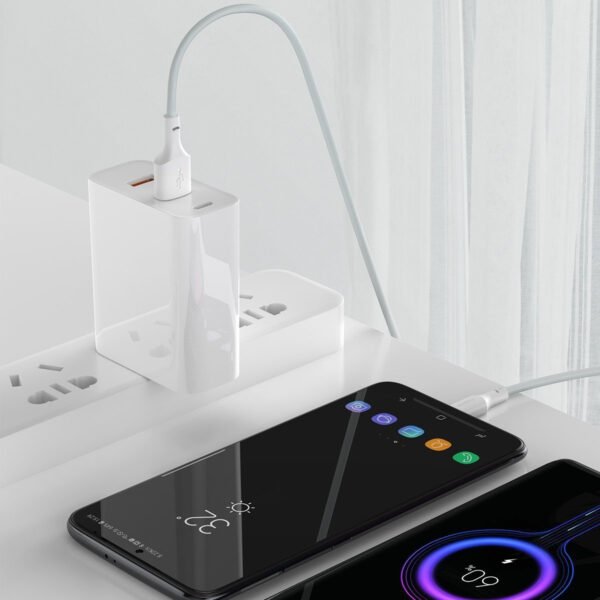 Baseus Simple Wisdom duomenų kabelio rinkinys USB-C tipo 5A (2 vnt./komplektas）1,5 m baltas Baltas - Image 9