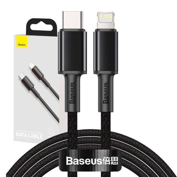 Baseus didelio tankio pintas kabelis nuo C tipo iki Lightning, PD, 20 W, 2 m (juodas) - Image 9