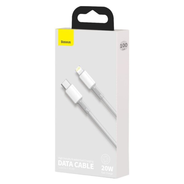 Baseus didelio tankio pintas kabelis nuo C tipo iki Lightning, PD, 20 W, 1 m (baltas) - Image 7