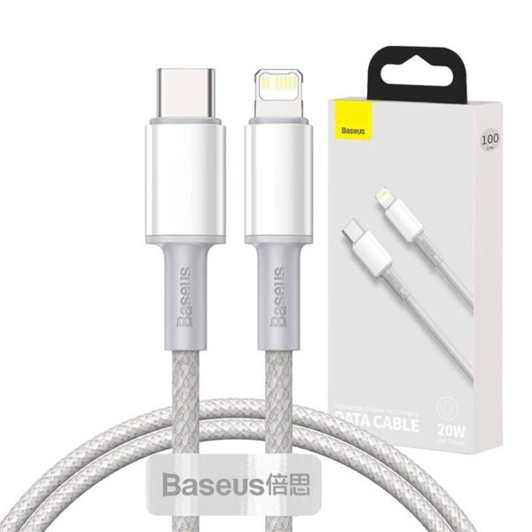 Baseus didelio tankio pintas kabelis nuo C tipo iki Lightning, PD, 20 W, 1 m (baltas) - Image 9