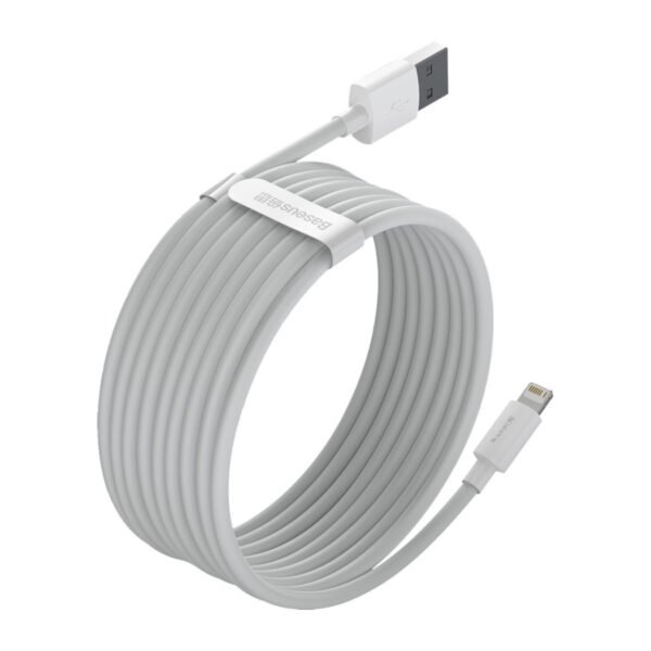 Baseus Simple Wisdom duomenų perdavimo kabelių rinkinys USB į Lightning 2.4A (2PCS / rinkinys）1,5 m baltas - Image 4
