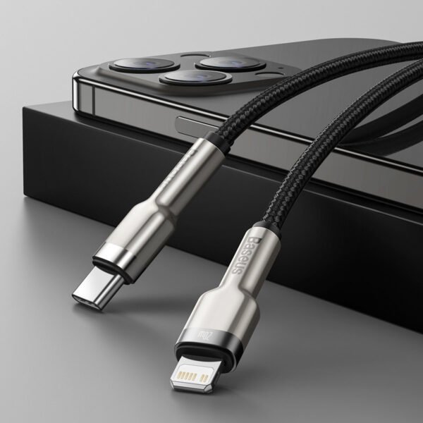 USB-C laidas Lightning Baseus Cafule, PD, 20W, 1m (juodas) - Image 12