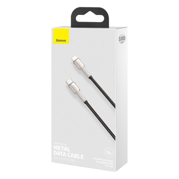 USB-C laidas Lightning Baseus Cafule, PD, 20W, 1m (juodas) - Image 8