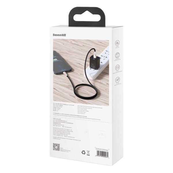 USB-C laidas Lightning Baseus Cafule, PD, 20W, 1m (juodas) - Image 9