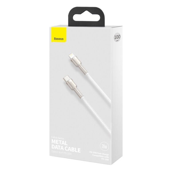USB-C laidas Lightning Baseus Cafule, PD, 20W, 1m (baltas) - Image 8
