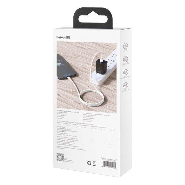 USB-C laidas Lightning Baseus Cafule, PD, 20W, 1m (baltas) - Image 9